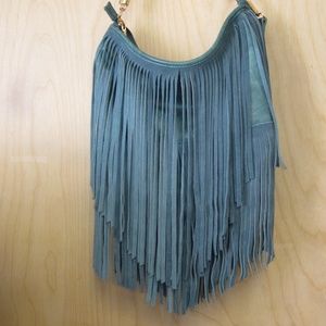 Teal Moda Luxe Fringe Hangbag. Like New